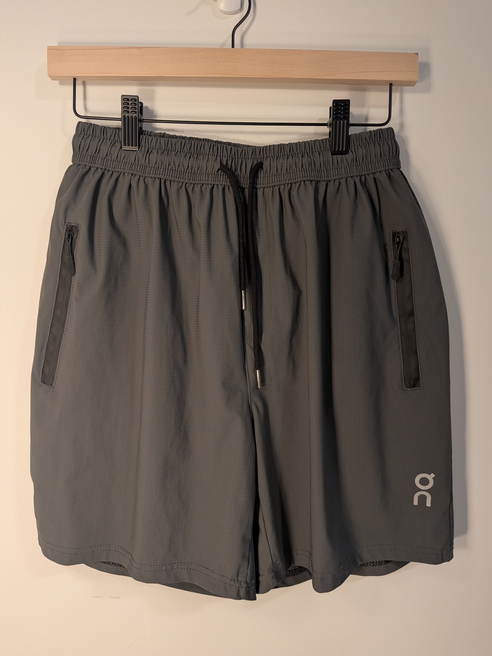 On Running Men's Dark Gray Athletic Shorts with Zip Pockets
